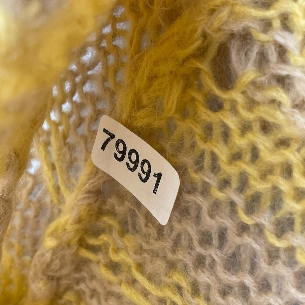 MACY ASSOCIATES Cardigan S Mohair Wool Hand Knitted Striped Button Up Yellow VTG - Picture 12 of 12